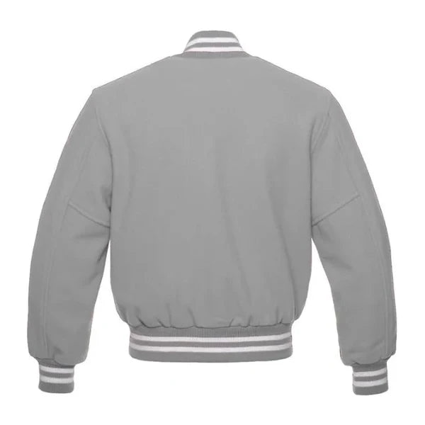 Grey All Wool Varsity Jacket Letterman Varsity Jacket