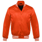 Orange Satin Jacket Vintage Style Letterman Baseball Orange Bomber Jacket with White Trim