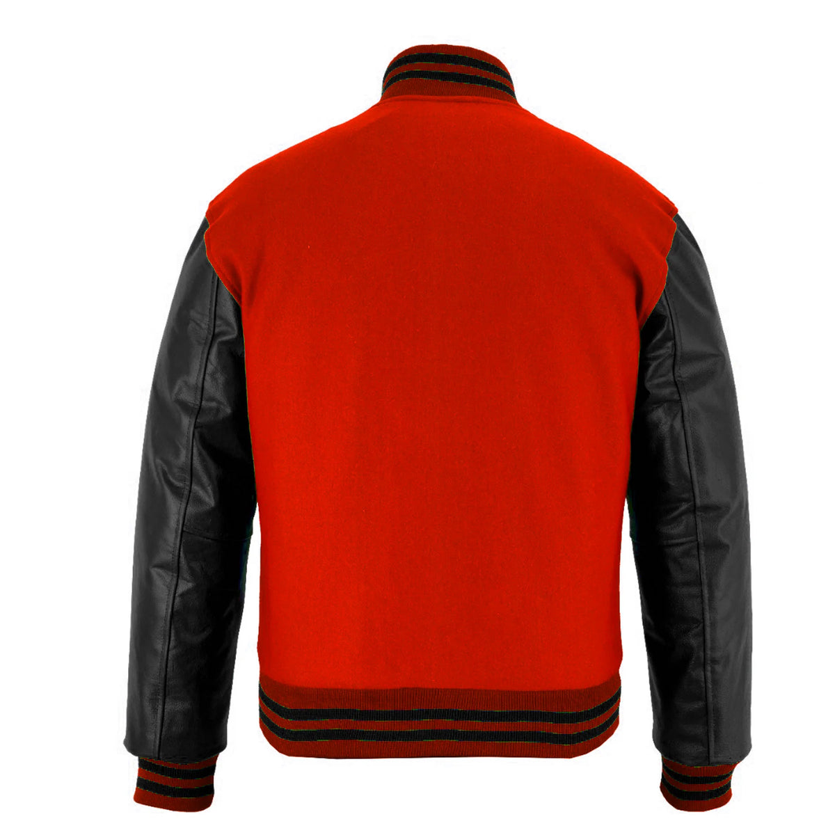 Custom Letterman Jacket Red wool with Black Genuine Leather Sleeves
