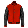 Custom Letterman Jacket Red wool with Black Genuine Leather Sleeves