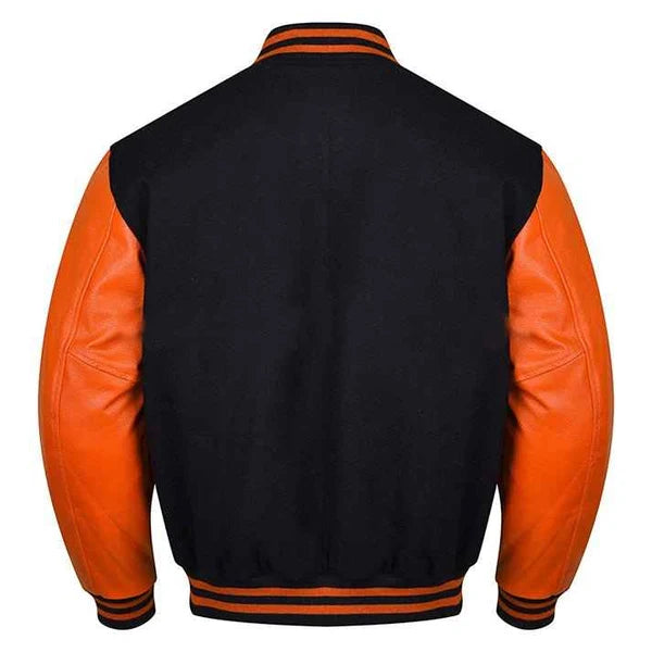 Black Orange Varsity Fashion Jacket - Premium Quality Lettermen Baseball Jacket