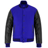 Personalized Varsity Letterman Jacket Royal Wool with Black Genuine Leather Sleeves and trims