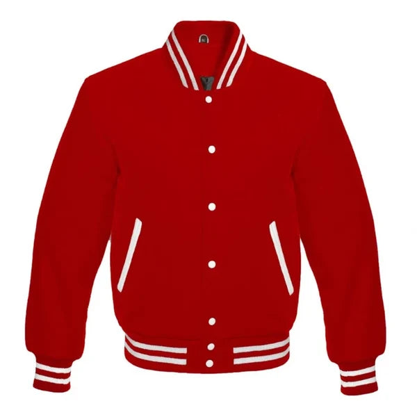 Red Wool Varsity Jacket Letterman Bomber Jacket
