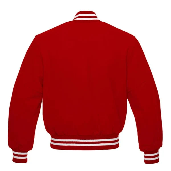 Red Wool Varsity Jacket Letterman Bomber Jacket