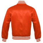 Orange Satin Jacket Vintage Style Letterman Baseball Orange Bomber Jacket with White Trim