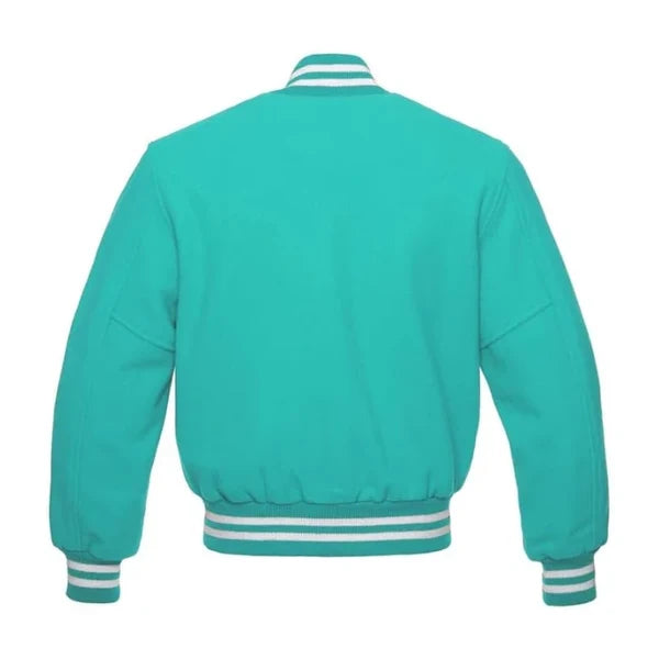 Custom Teal Wool Varsity Jacket Lettermen Bomber Jacket