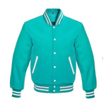 Custom Teal Wool Varsity Jacket Lettermen Bomber Jacket